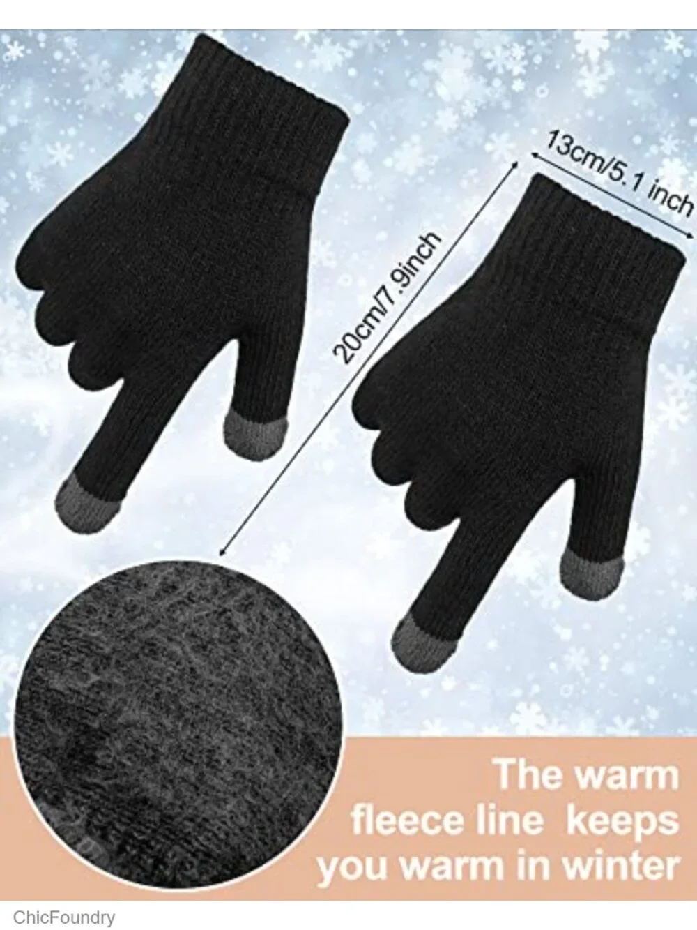 Kids Winter Hat Scarf Gloves Set Fleece Lined Touchscreen Knit